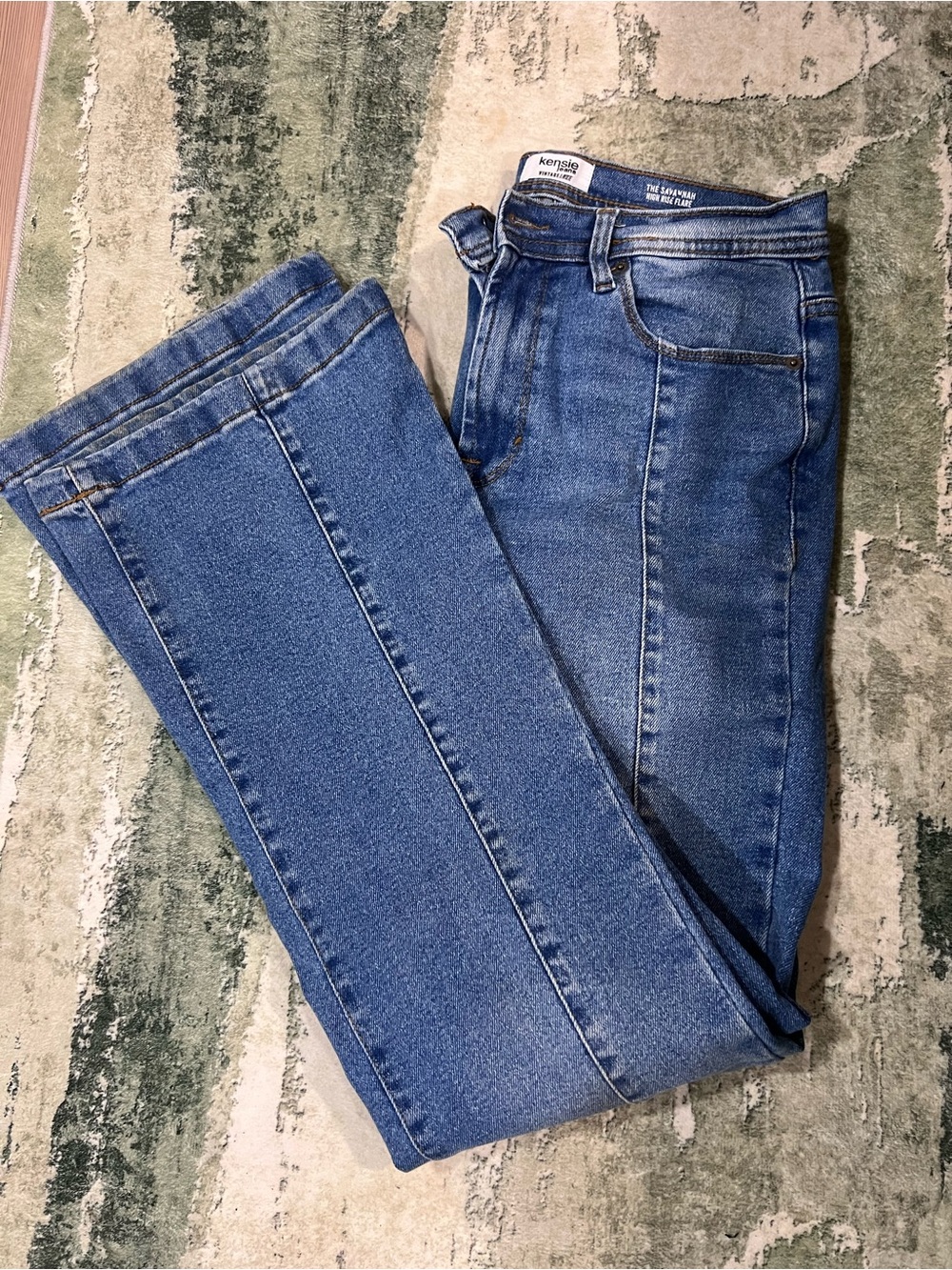 Kensie Mid-Blue Stretch Straight-Leg Jeans